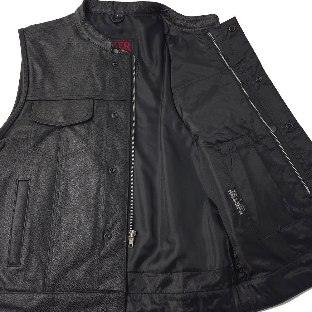 Brotherhood Vest - Leather Club Vest with Gun Pockets & Quick Access