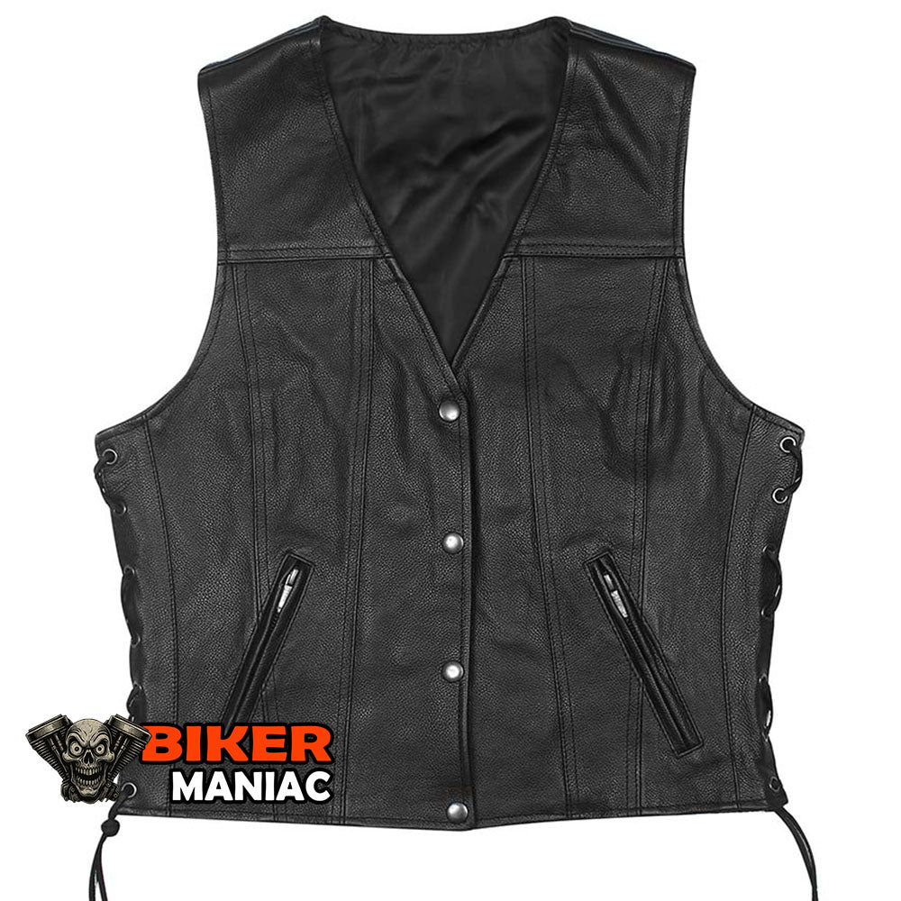 Rebel Rose - Ladies Leather Concealed Carry Motorcycle Vest