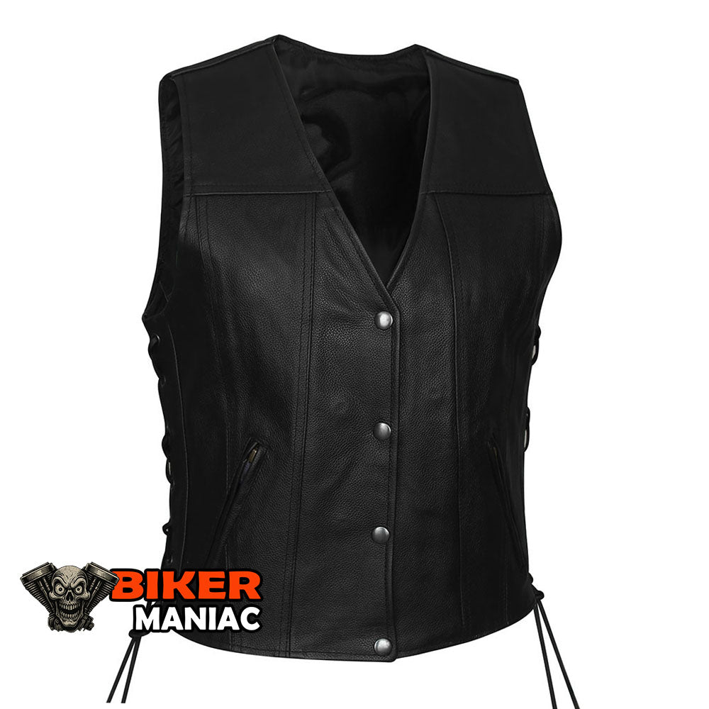 Rebel Rose - Ladies Leather Concealed Carry Motorcycle Vest