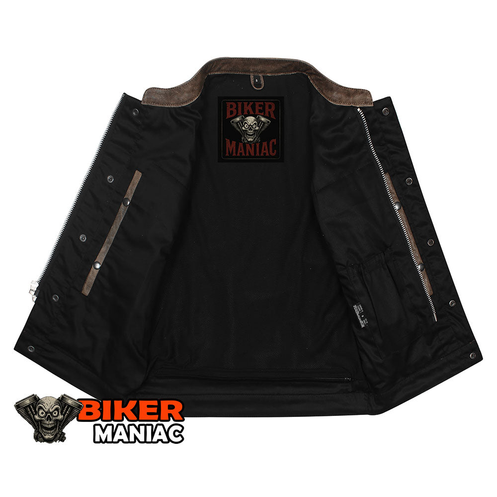 Deadwood - Brown Leather Club Vest with CCW Pockets and Quick Access