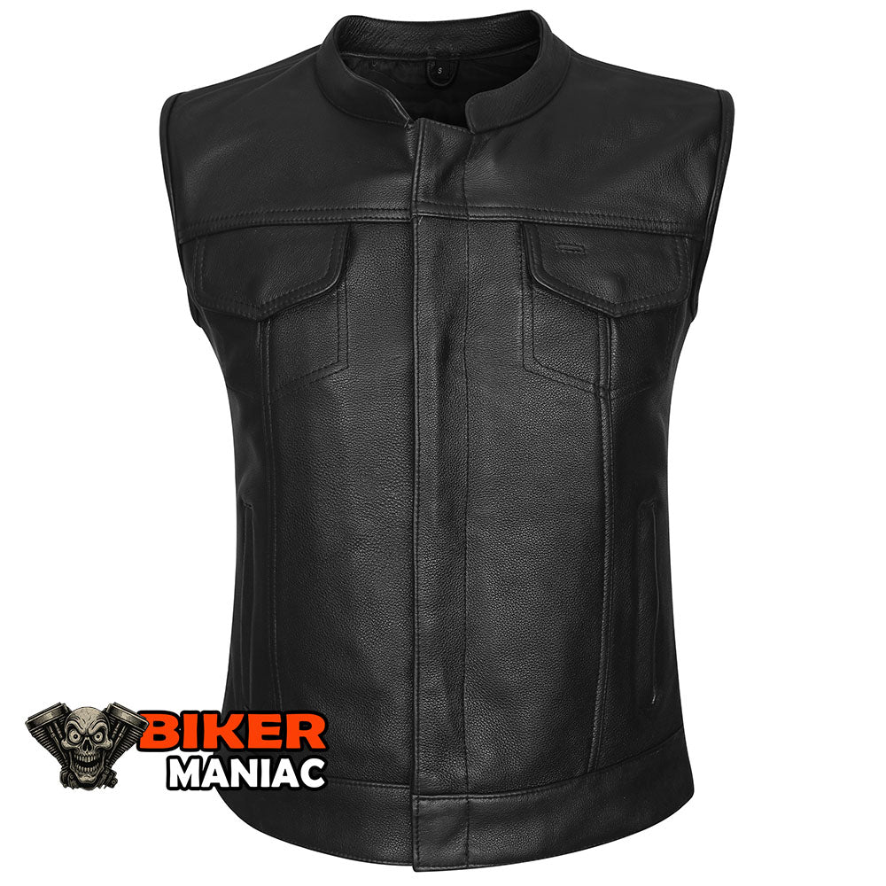Rogue Angel - Ladies Premium Leather Club Vest with Gun Pockets and Single Back Panel
