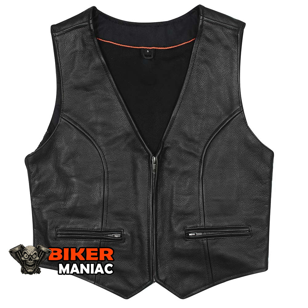 Diva - Ladies Sexy Short Form Fitted Leather Vest with Cinched Sides