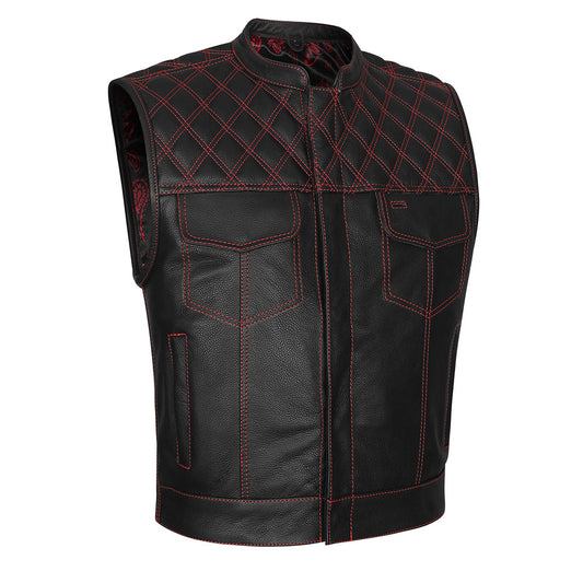 Red Diamond Outlaw - Red Stitch Club Vest with Bandana Liner and Diamond Stitch