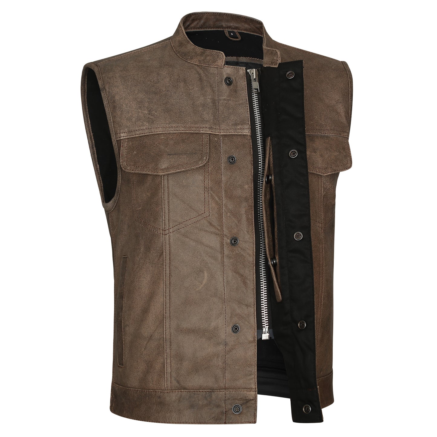 Deadwood - Brown Leather Club Vest with CCW Pockets and Quick Access