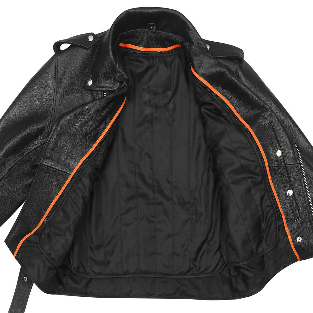 Mens Classic Leather Brando Style Motorcycle Jacket