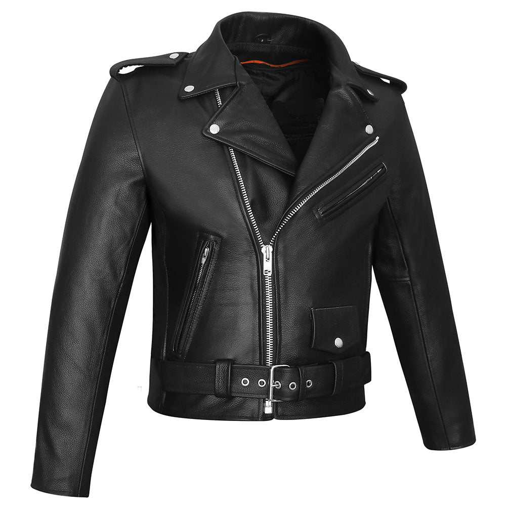 Mens Classic Leather Brando Style Motorcycle Jacket