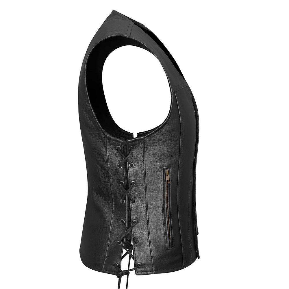 Steadfast - Straight Bottom V-Neck Vest with Side Laces and Gun Pockets