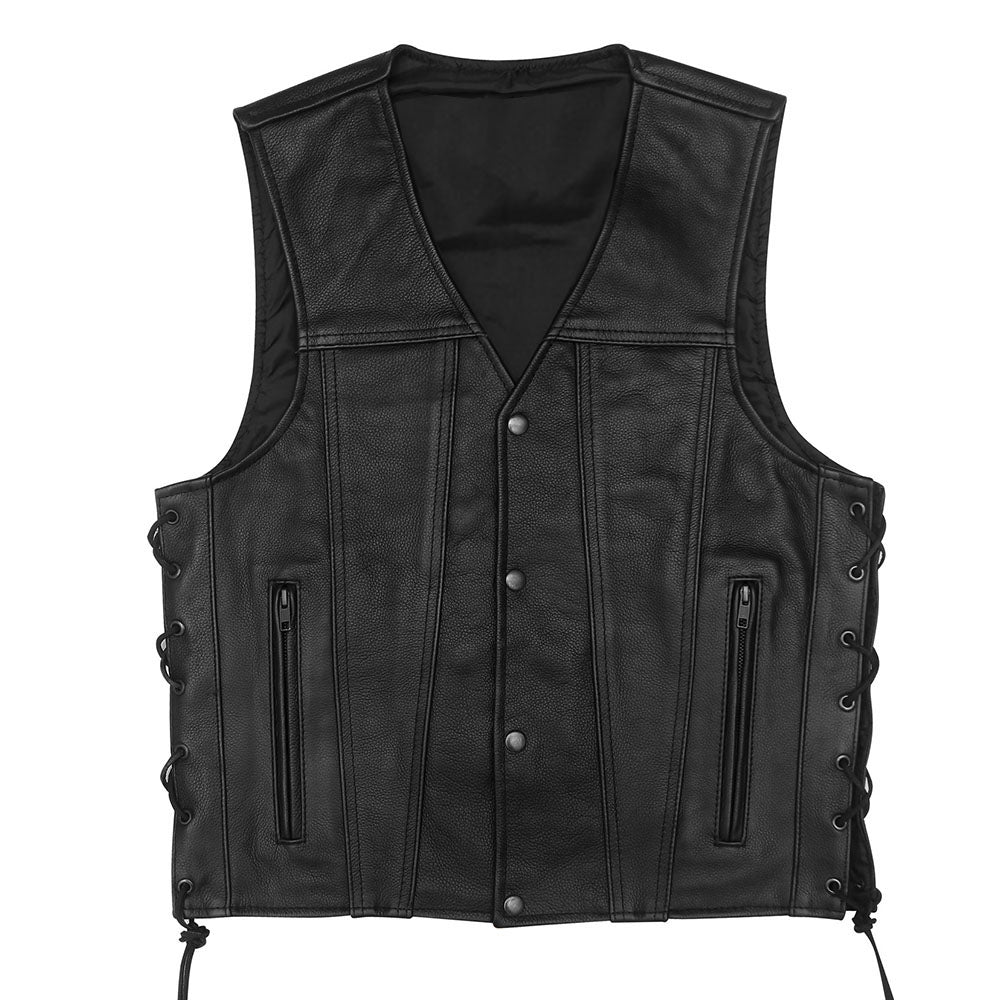 Steadfast - Straight Bottom V-Neck Vest with Side Laces and Gun Pockets