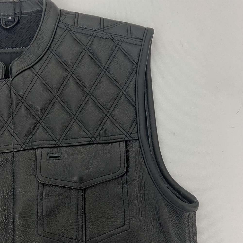 Diamond Stitch Vest Premium Top Grain Naked Cowhide