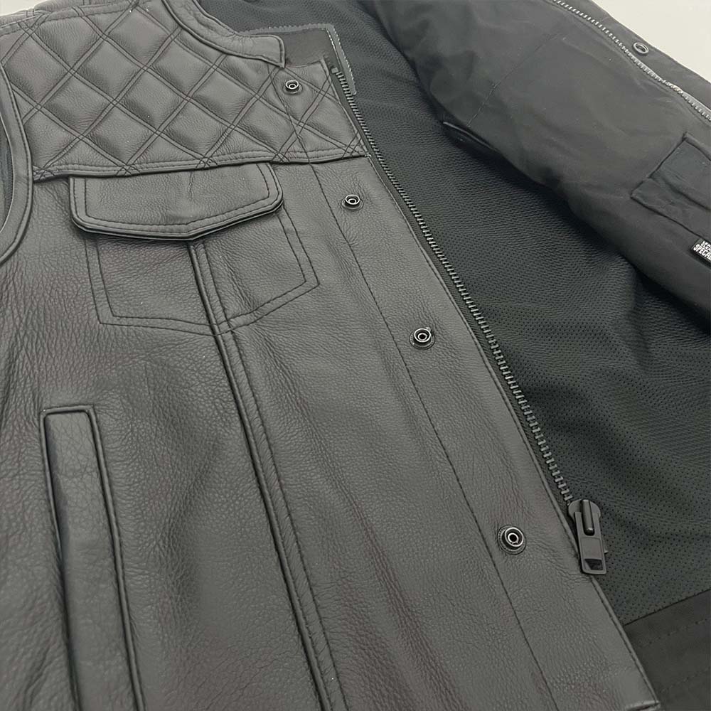 Diamond Stitch Vest Premium Top Grain Naked Cowhide