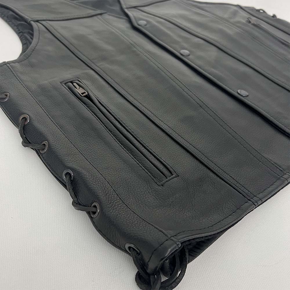 Steadfast - Straight Bottom V-Neck Vest with Side Laces and Gun Pockets
