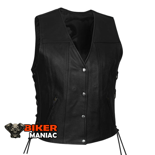 Rebel Rose - Ladies Leather Concealed Carry Motorcycle Vest