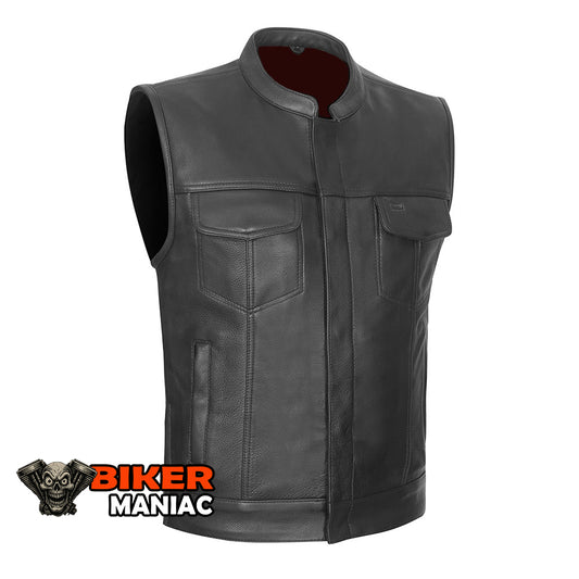 Ruthless - Premium Naked Cowhide Leather Club Vest with Deep CCW Pockets and Single Back Panel