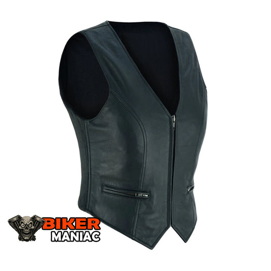 Diva - Ladies Sexy Short Form Fitted Leather Vest with Cinched Sides