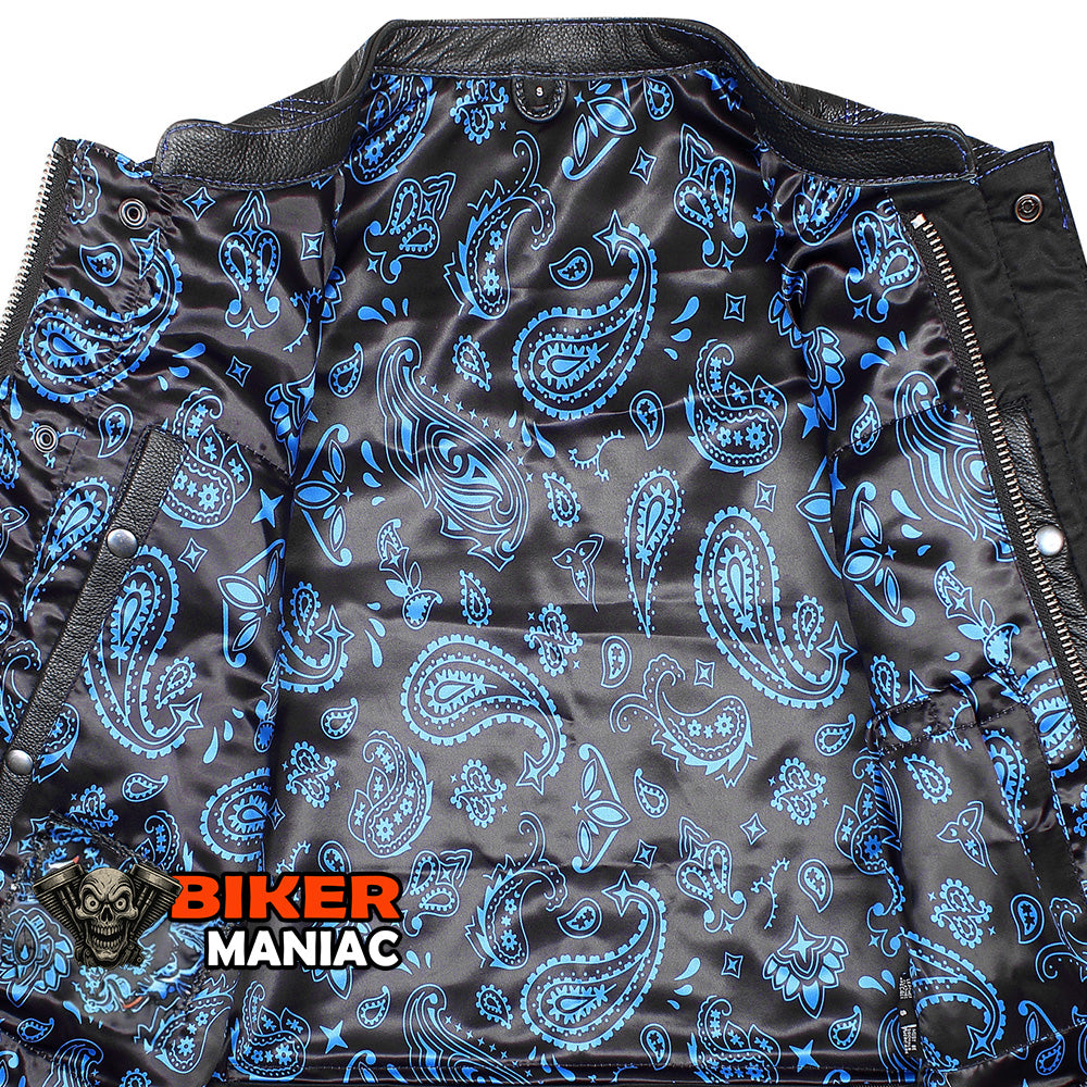 Blue Diamond Outlaw - Blue Stitch Club Vest with Bandana Liner and Diamond Stitch