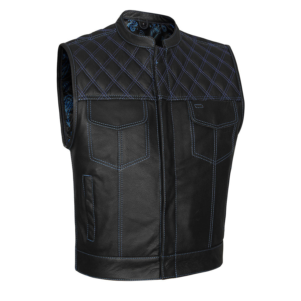 Blue Diamond Outlaw - Blue Stitch Club Vest with Bandana Liner and Diamond Stitch