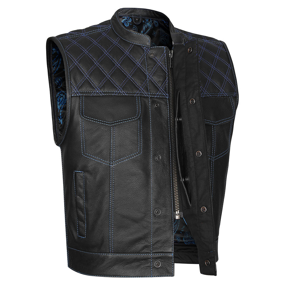Blue Diamond Outlaw - Blue Stitch Club Vest with Bandana Liner and Diamond Stitch