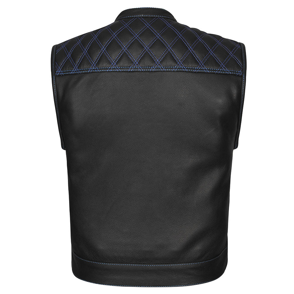 Blue Diamond Outlaw - Blue Stitch Club Vest with Bandana Liner and Diamond Stitch