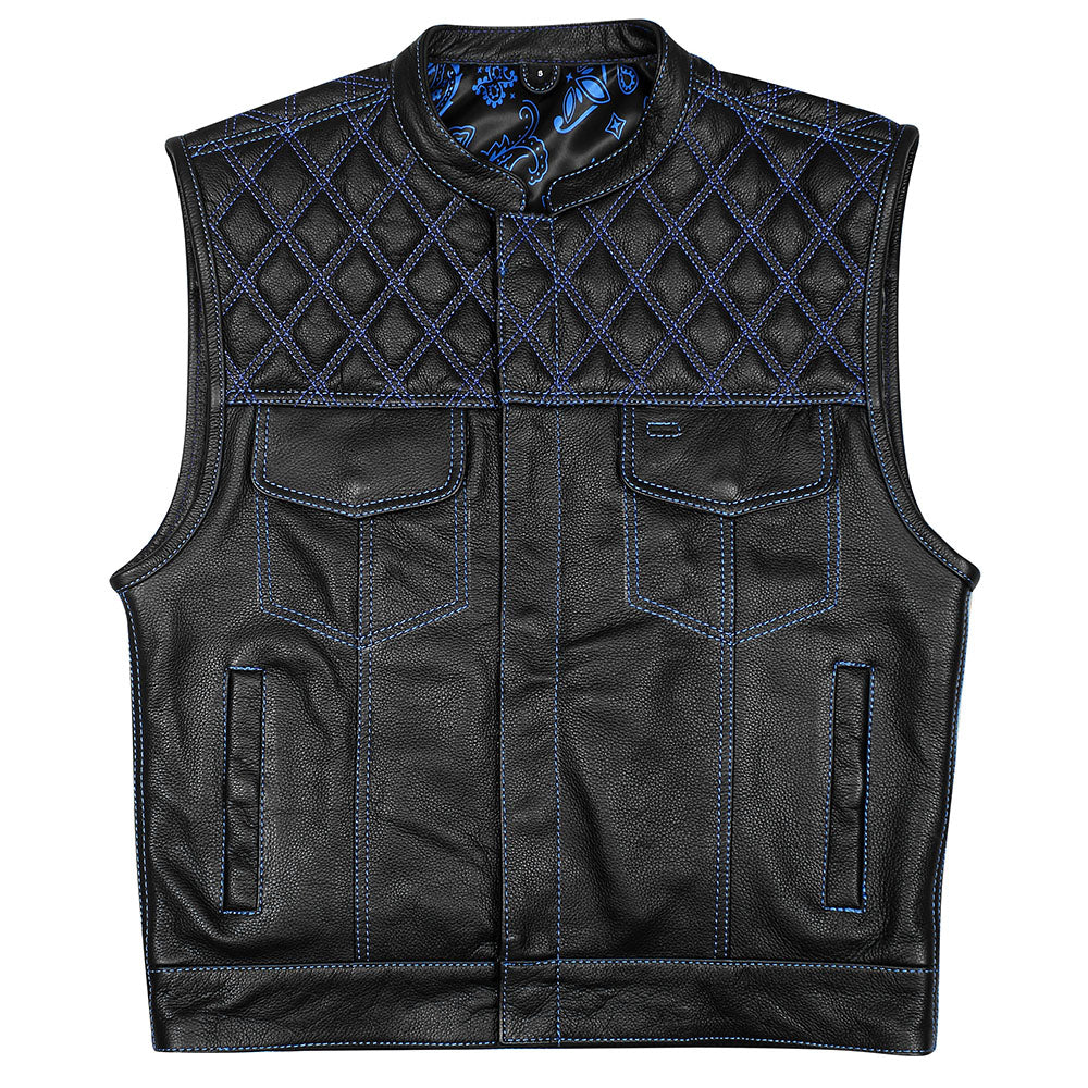 Blue Diamond Outlaw - Blue Stitch Club Vest with Bandana Liner and Diamond Stitch