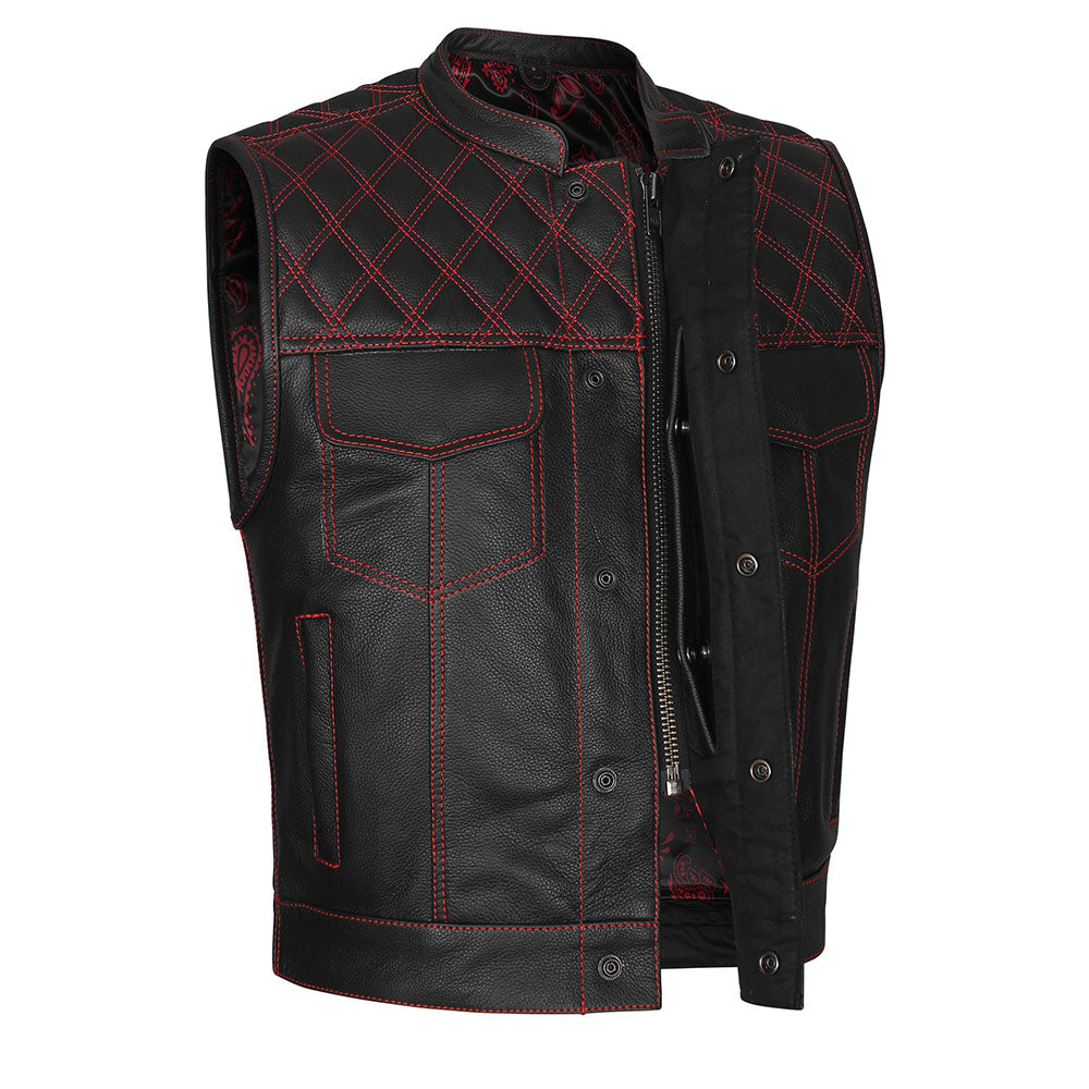 Red Diamond Outlaw - Red Stitch Club Vest with Bandana Liner and Diamond Stitch