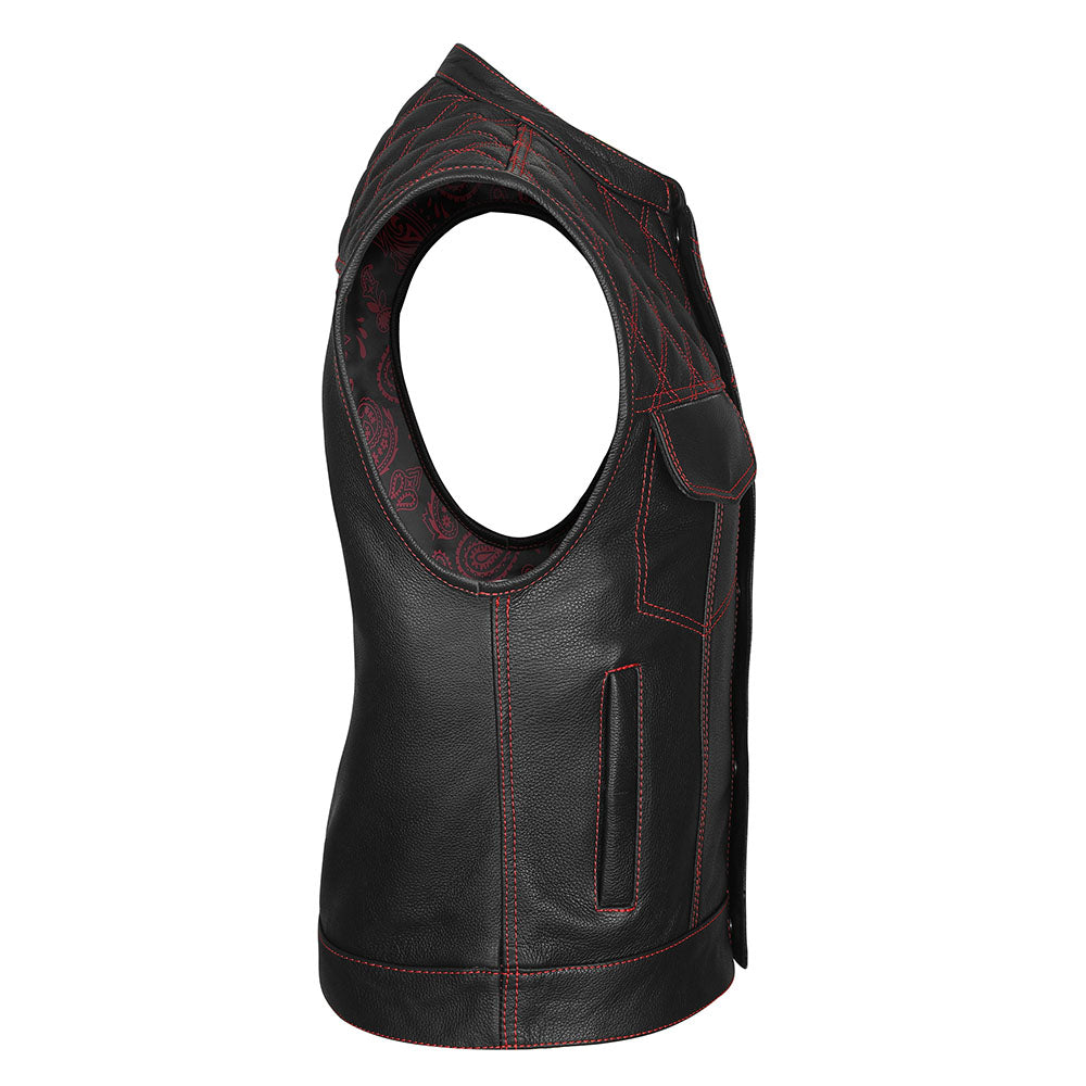 Red Diamond Outlaw - Red Stitch Club Vest with Bandana Liner and Diamond Stitch