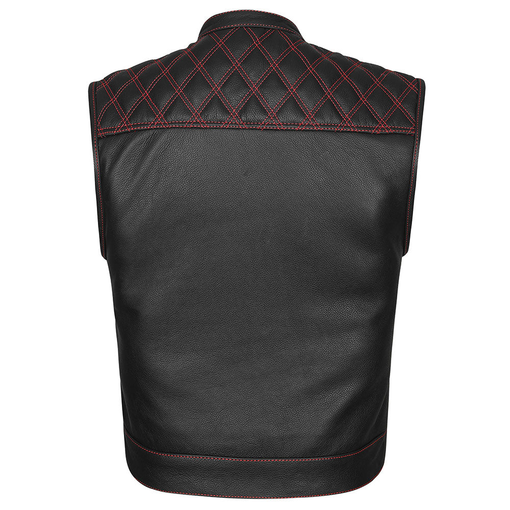 Red Diamond Outlaw - Red Stitch Club Vest with Bandana Liner and Diamond Stitch