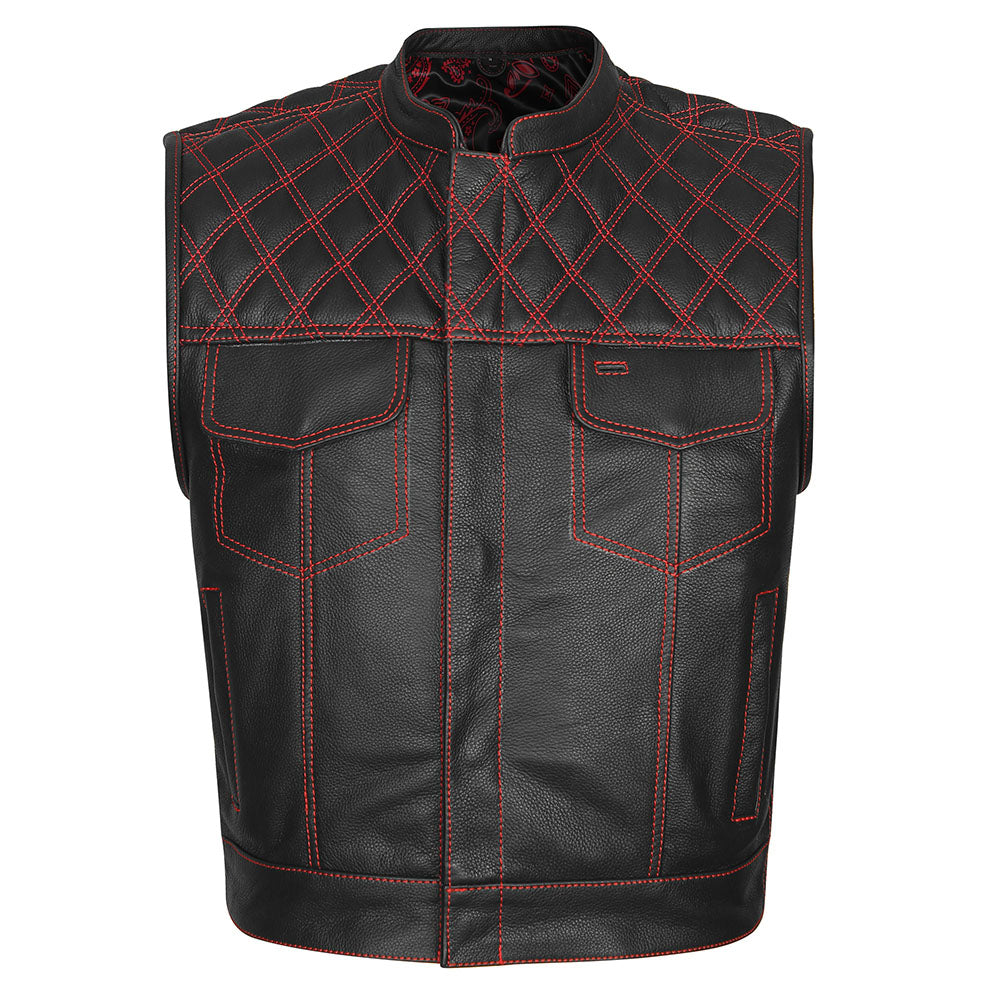 Red Diamond Outlaw - Red Stitch Club Vest with Bandana Liner and Diamond Stitch
