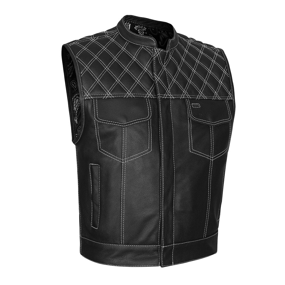 White Diamond Outlaw - White Stitch Club Vest with Bandana Liner and Diamond Stitch