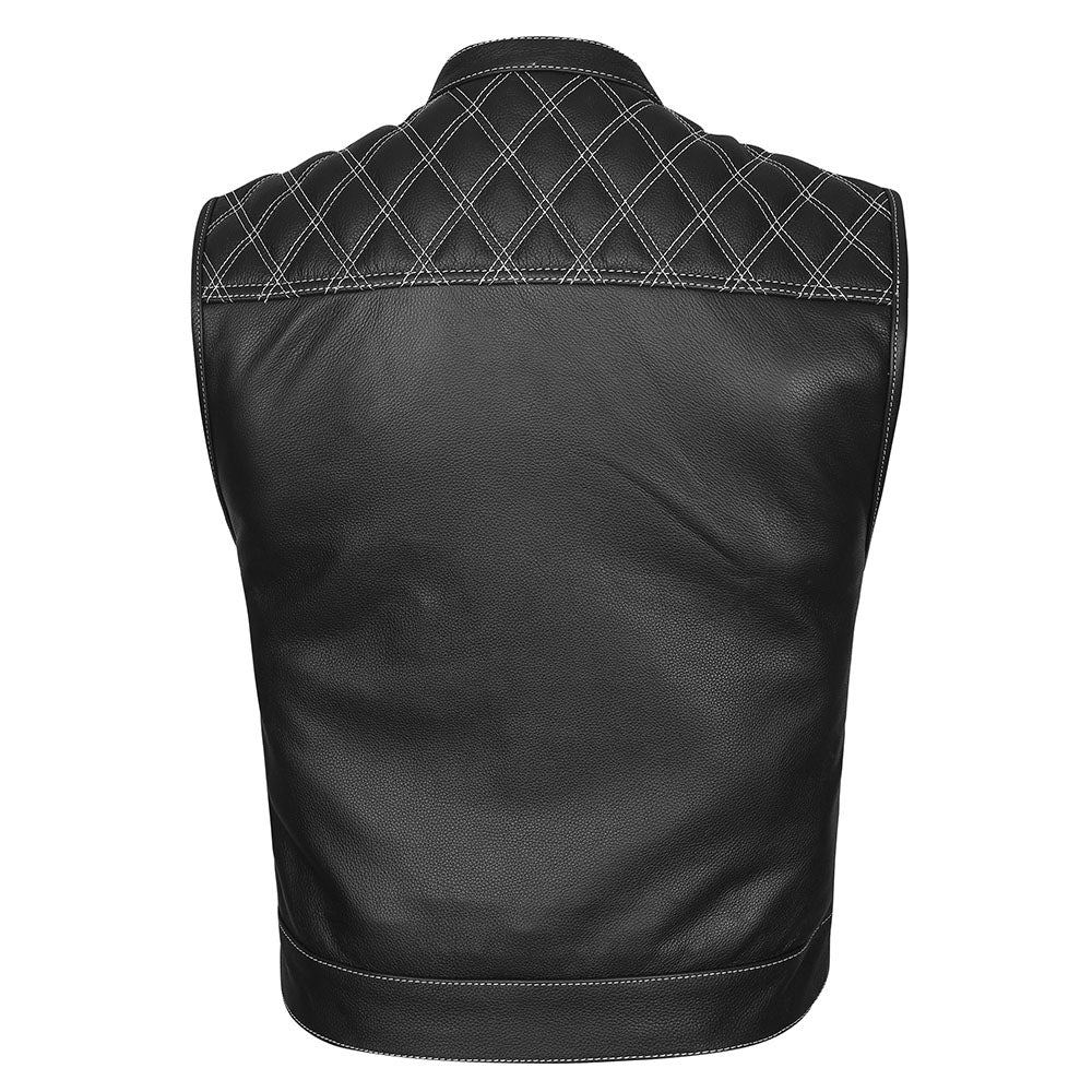 White Diamond Outlaw - White Stitch Club Vest with Bandana Liner and Diamond Stitch