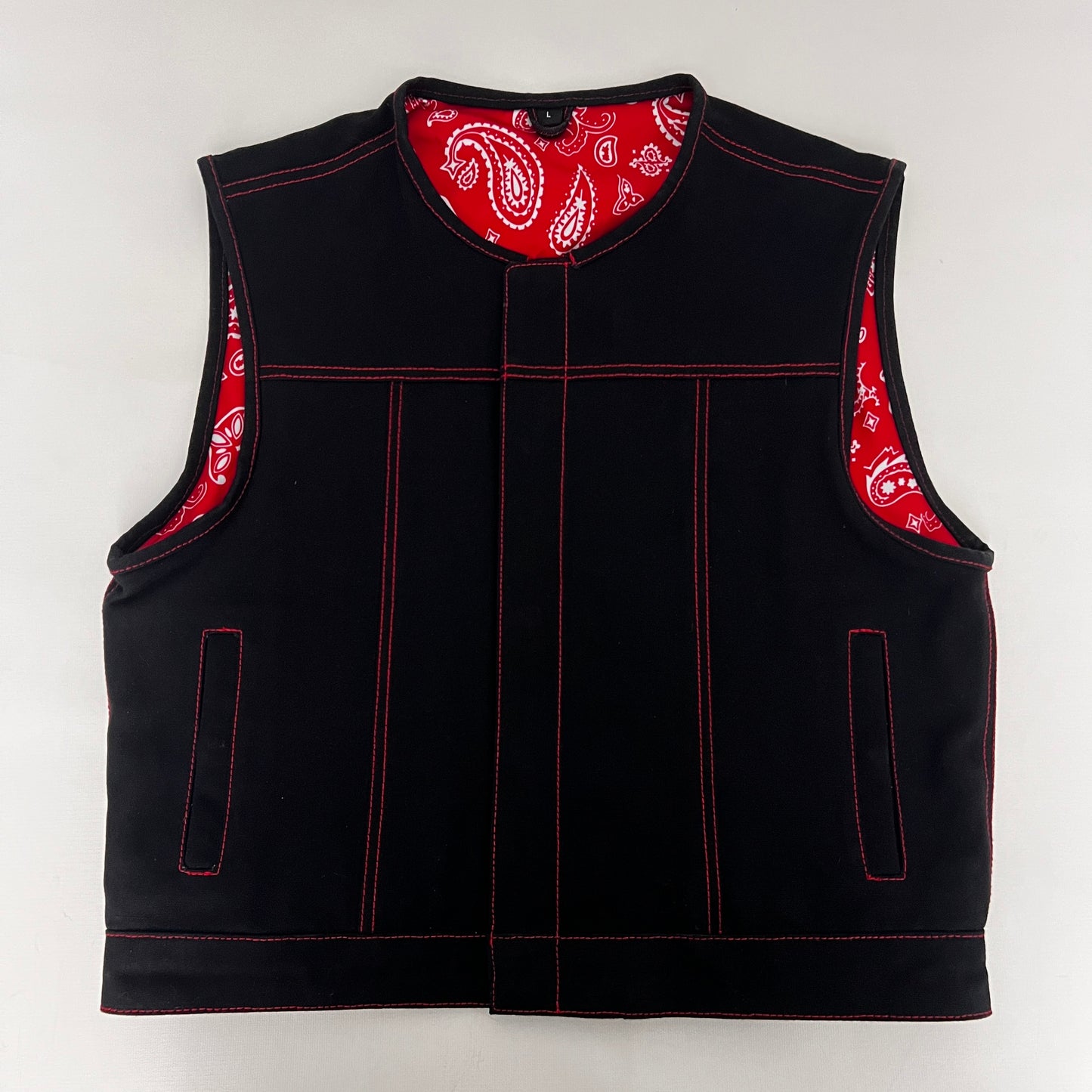 Canvas Vest with Red Stitch and Bandana Liner - Size 43 Vest (fits like a medium)