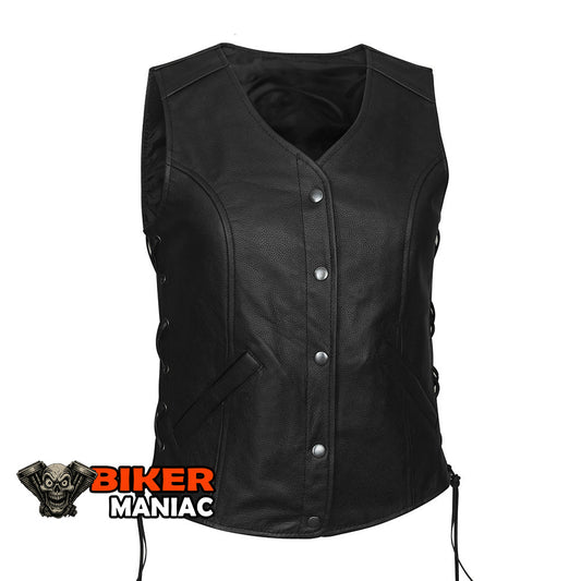 Lady Havoc - Full Length Leather Vest with Concealed Carry Pockets