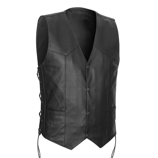 Western V-Neck Vest with Side Laces, Gun Pockets, and Single Back Panel