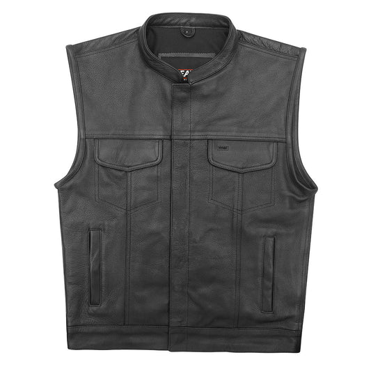 Enforcer - Leather Club Vest with Gun Pockets and Quick Access CCW