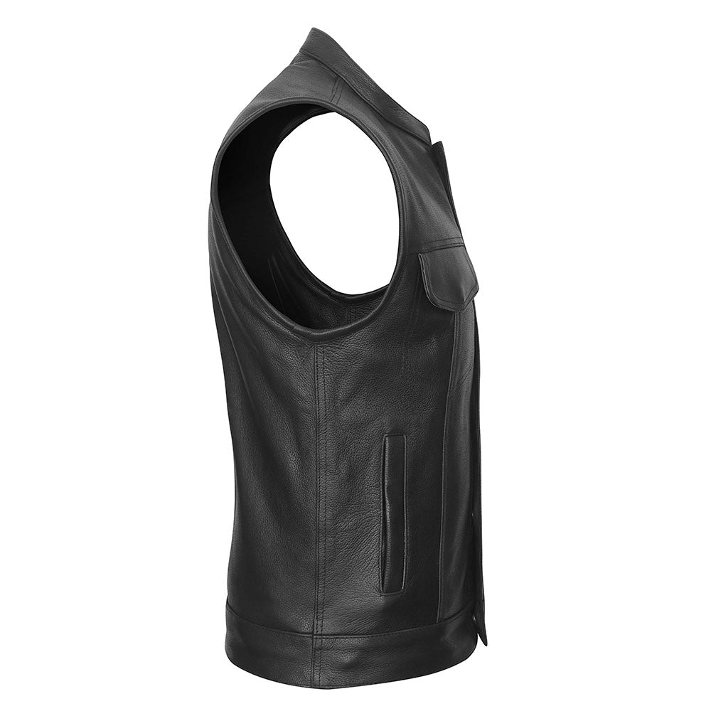 Enforcer - Leather Club Vest with Gun Pockets and Quick Access CCW