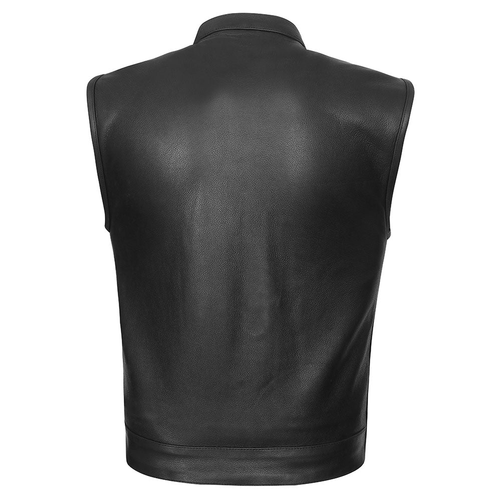 Enforcer - Leather Club Vest with Gun Pockets and Quick Access CCW