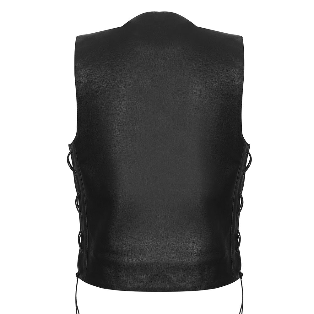 Western V-Neck Vest with Side Laces, Gun Pockets, and Single Back Panel