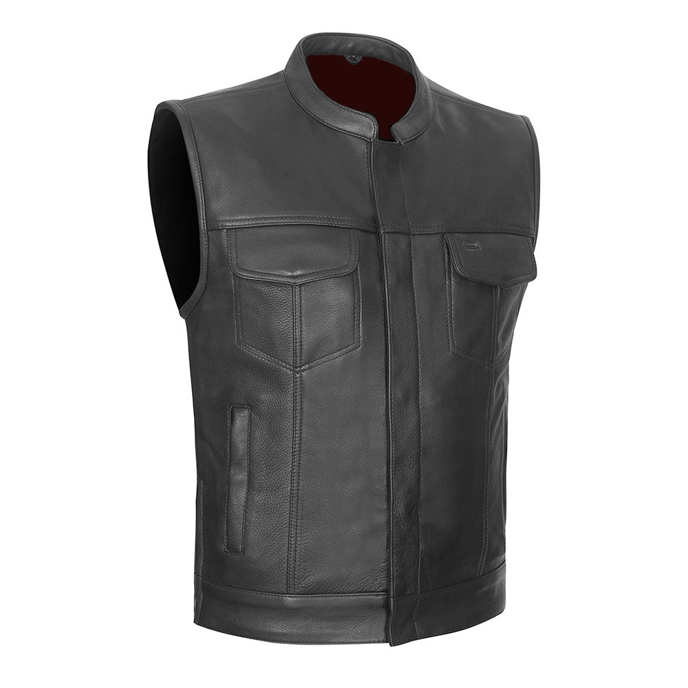 Ruthless - Premium Naked Cowhide Leather Club Vest with Deep CCW Pockets and Single Back Panel