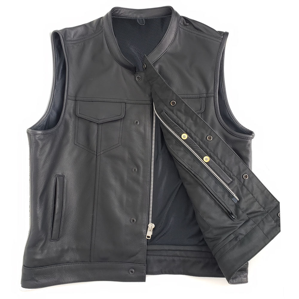Ruthless - Premium Naked Cowhide Leather Club Vest with Deep CCW Pockets and Single Back Panel