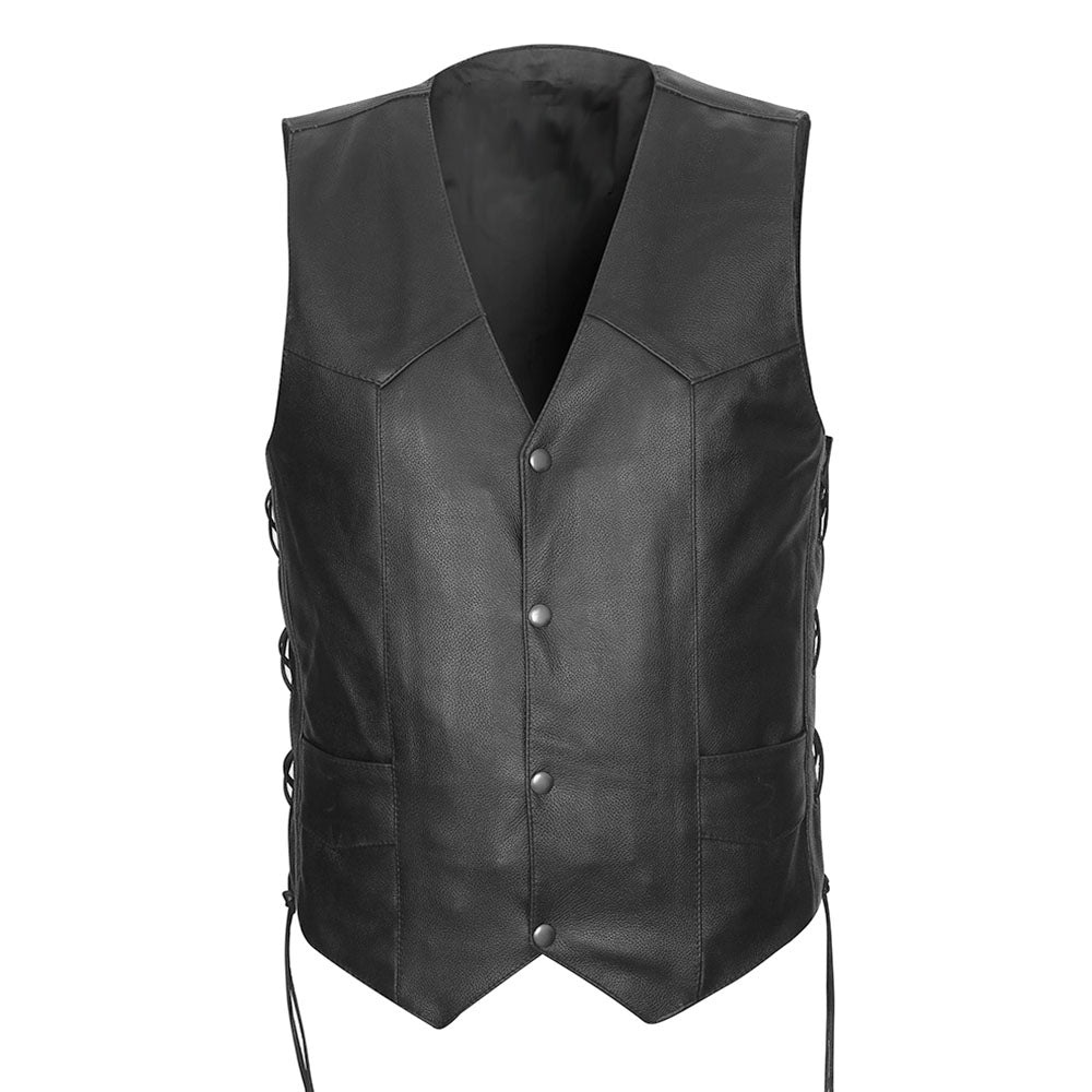 Western V-Neck Vest with Side Laces, Gun Pockets, and Single Back Panel